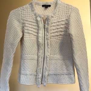 Ann Taylor Petite White Zip Cardigan